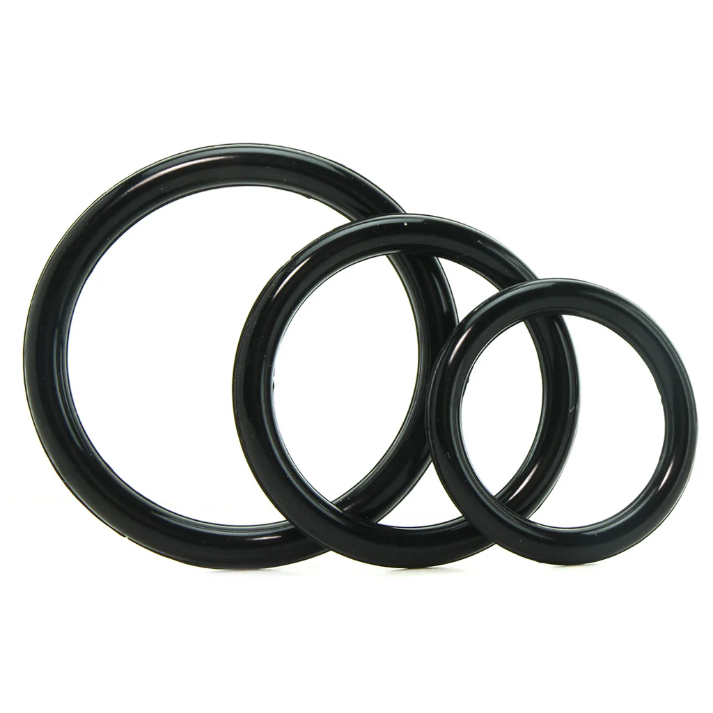 Silicone 3 Ring Stamina Cock Ring Set in Black - Image 3