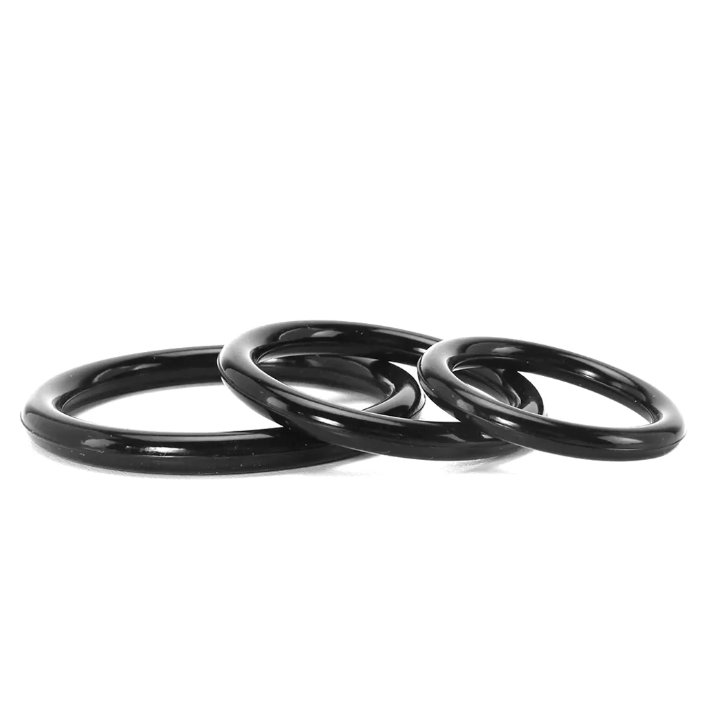 Silicone 3 Ring Stamina Cock Ring Set in Black - Image 4